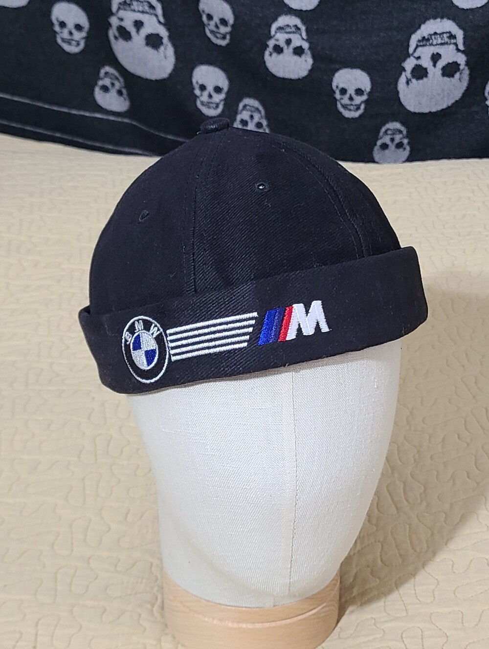 BMW M Series Motorsports brimless skull cap adjustable strapback hat